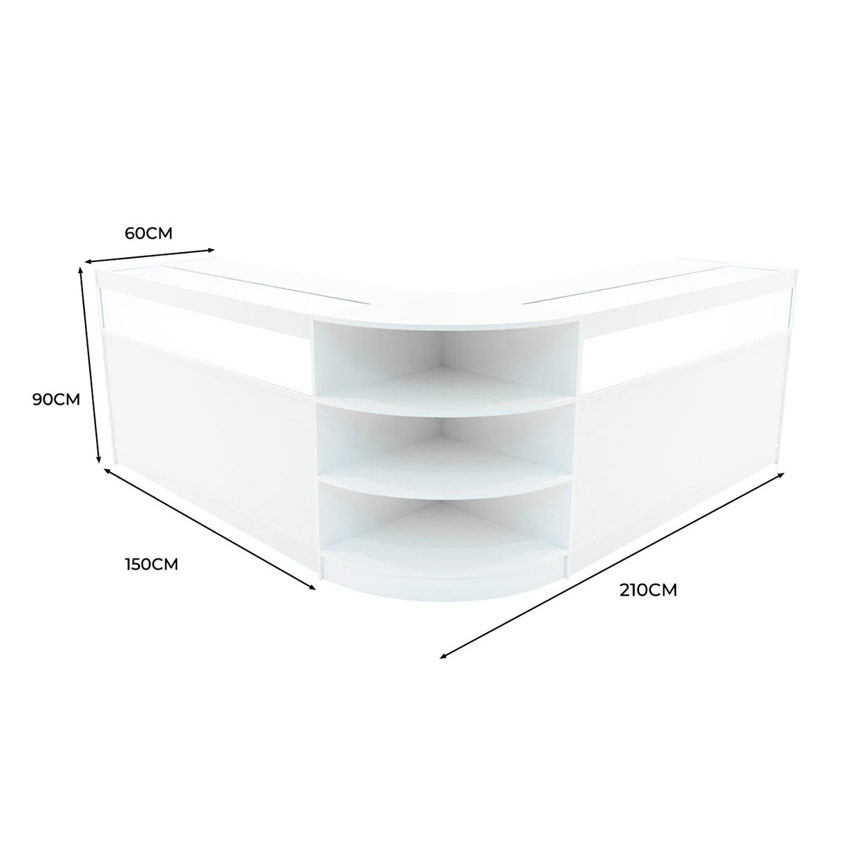Conjunto de Balcões Comerciais com Luz LED "THESEUS" LM60+ 2x B1500 – cor Branco