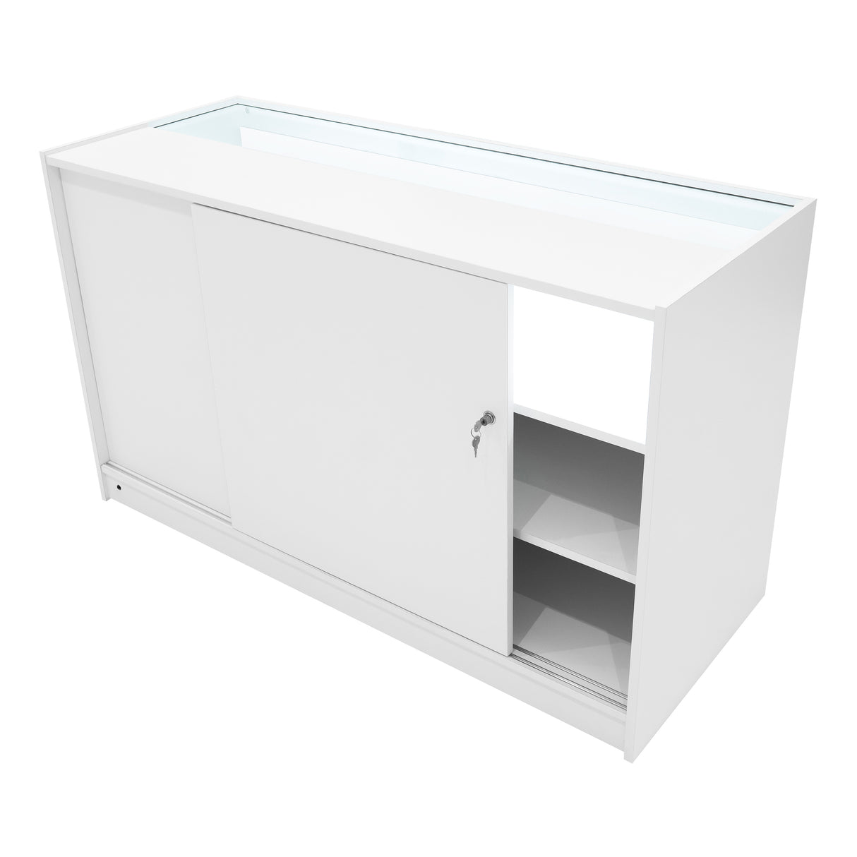 Conjunto de Balcões Comerciais com Luz LED "HARMONIA" LM60 + B1500 + C1500 – cor Branco