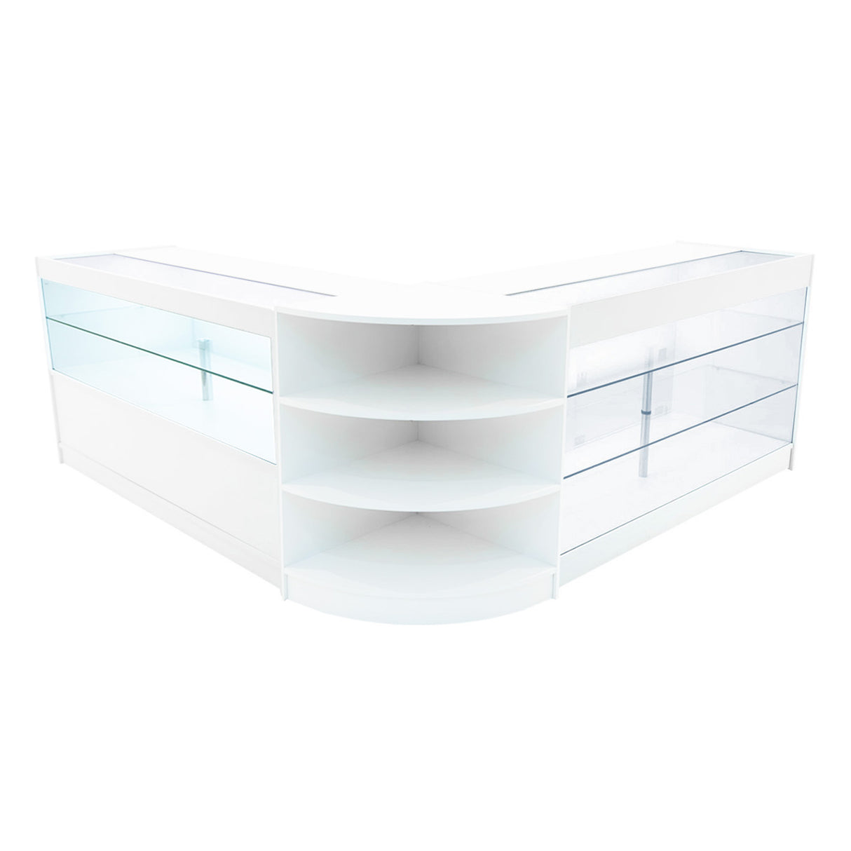 Conjunto de Balcões Comerciais com Luz LED "CALLIOPE" LM60 + K1500 + C1500 – cor Branco