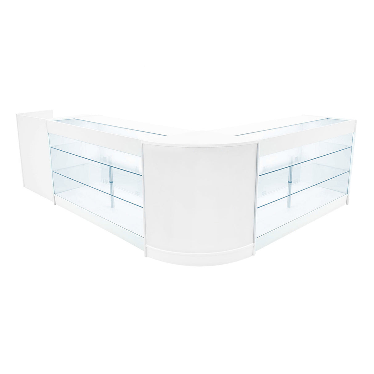 Conjunto de Balcões Comerciais com Luz LED "ARIES" CM60 + 2xK1500 + TB60 – cor Branco