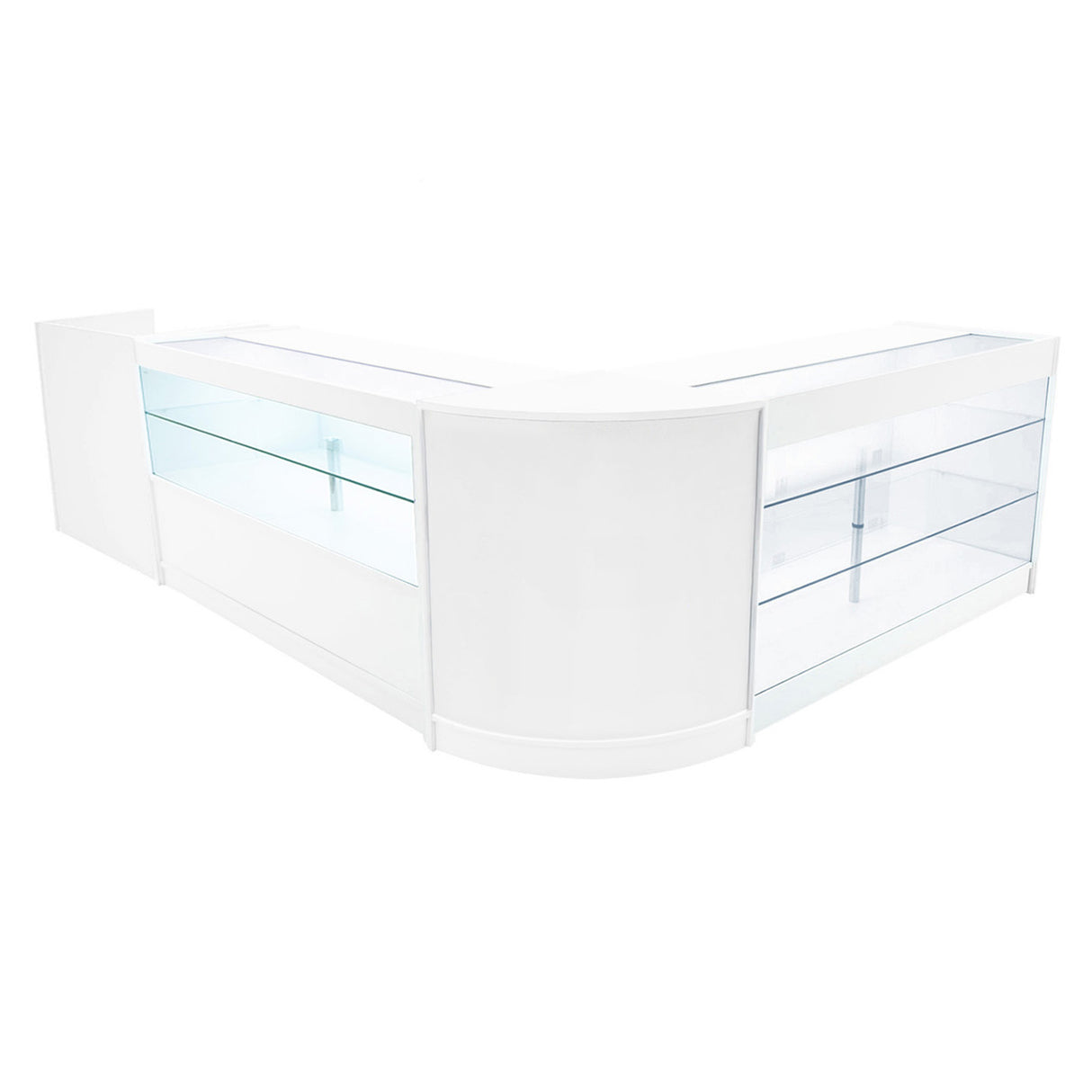 Conjunto de Balcões Comerciais com Luz LED "VEGA" CM60 + K1500 + C1500 + TB60 – cor Branco