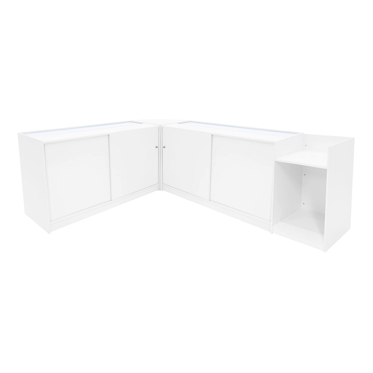 Conjunto de Balcões Comerciais com Luz LED "HYPERION" LM60 + B1500 + K1500 + TB60 – cor Branco