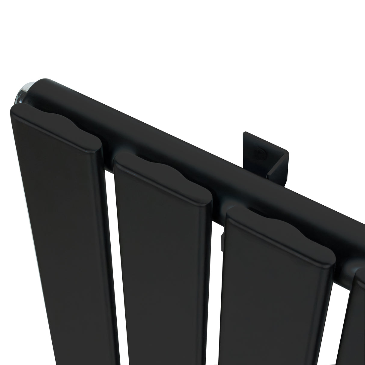 Radiador plano de coluna simples em preto, com design elegante e válvulas, medindo 600 x 1190 mm, ideal para aquecimento eficiente
