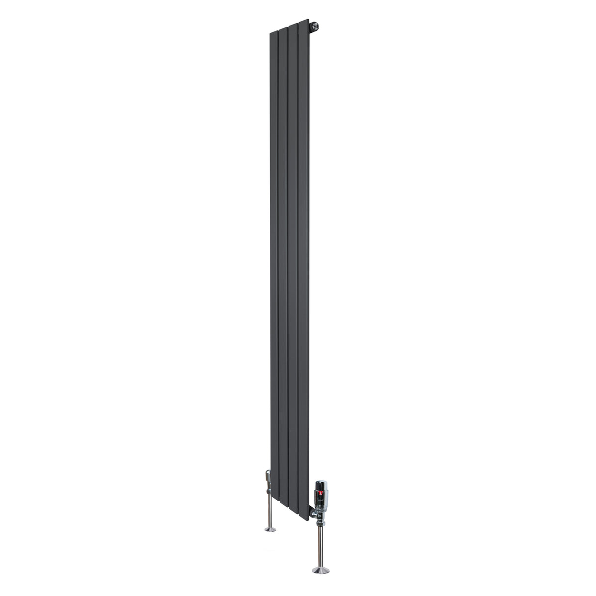 Radiador plano de coluna simples cinzento antracite, 1800 mm x 280 mm, com válvulas, design elegante e moderno, ideal para aquecimento