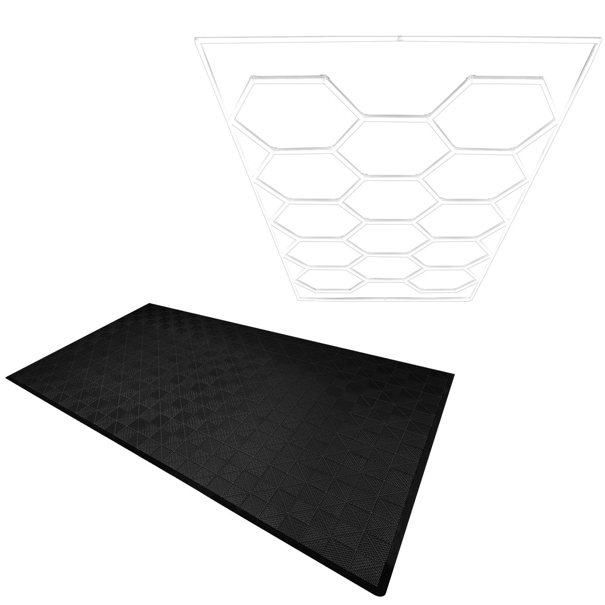 Placas de Polipropileno (120 un) com Bordas - Preto + Luz LED Hexagonal para Teto