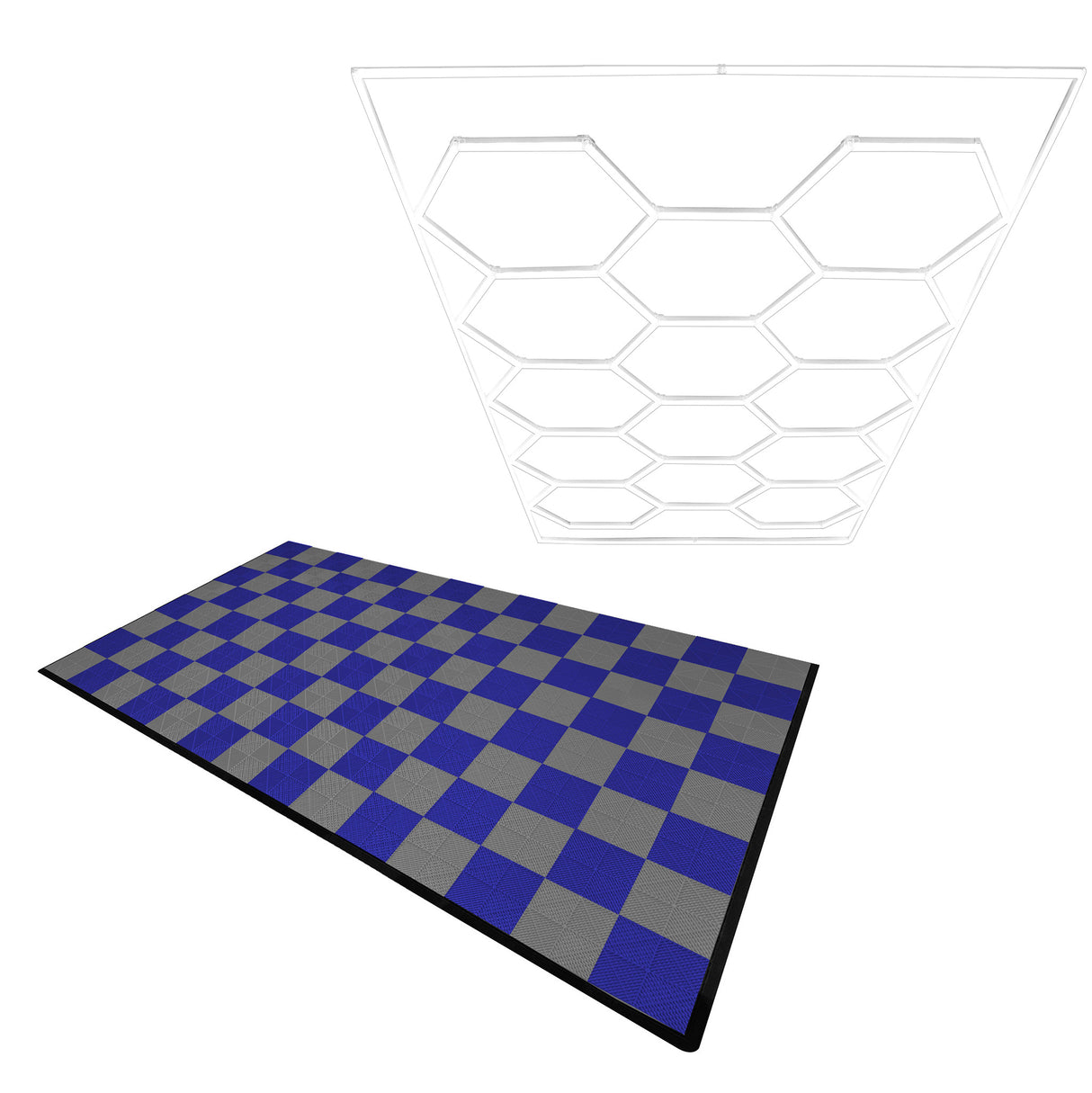 Placas de Polipropileno (120 un) com Bordas - Cinza (60) e Azul (60) + Luz LED Hexagonal para Teto