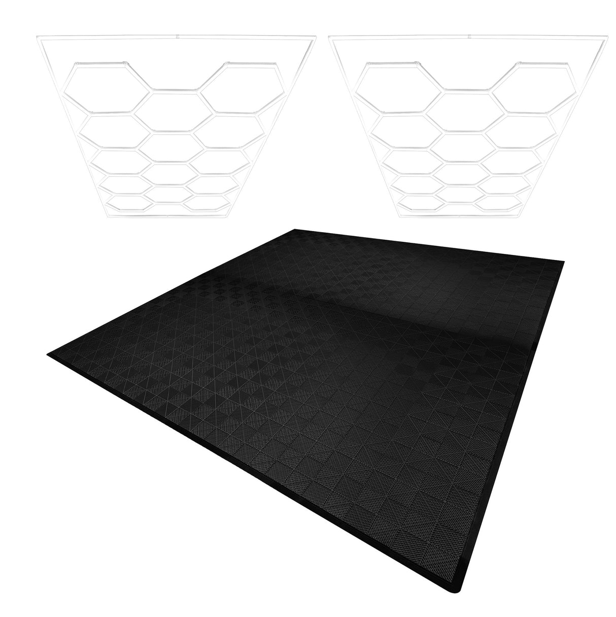 Placas de Polipropileno (225un) com Bordas - Preto + Luz LED Hexagonal para Teto (x2un)