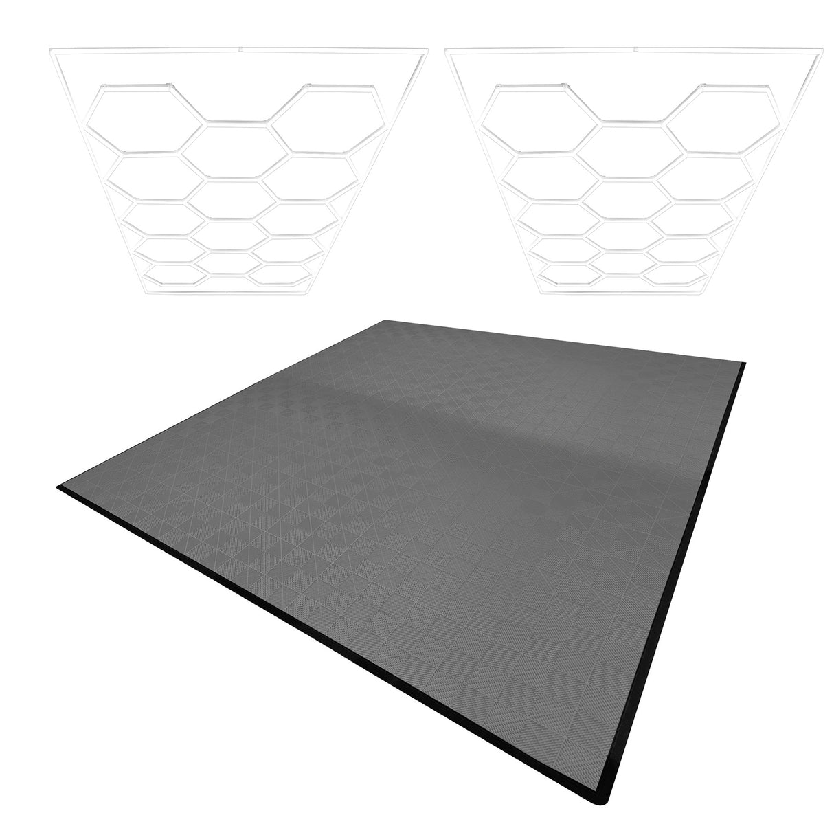 Placas de Polipropileno (225un) com Bordas - Cinza + Luz LED Hexagonal para Teto (x2un)