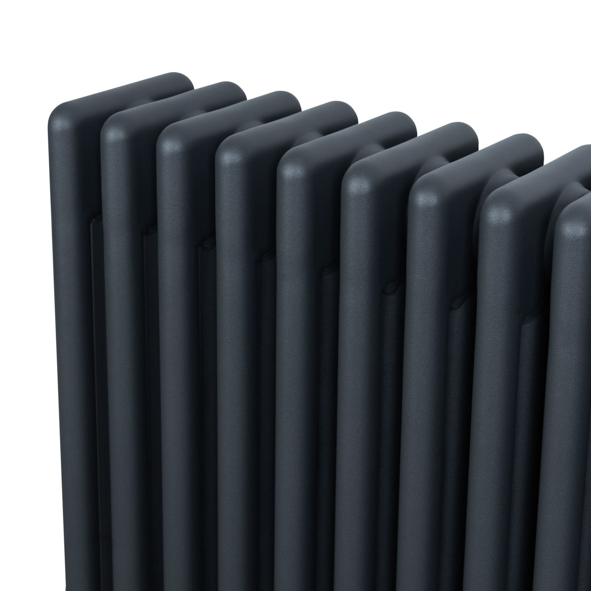 Radiador tradicional de 4 colunas em cinza antracite, com acabamento liso e design elegante, ideal para aquecimento eficiente