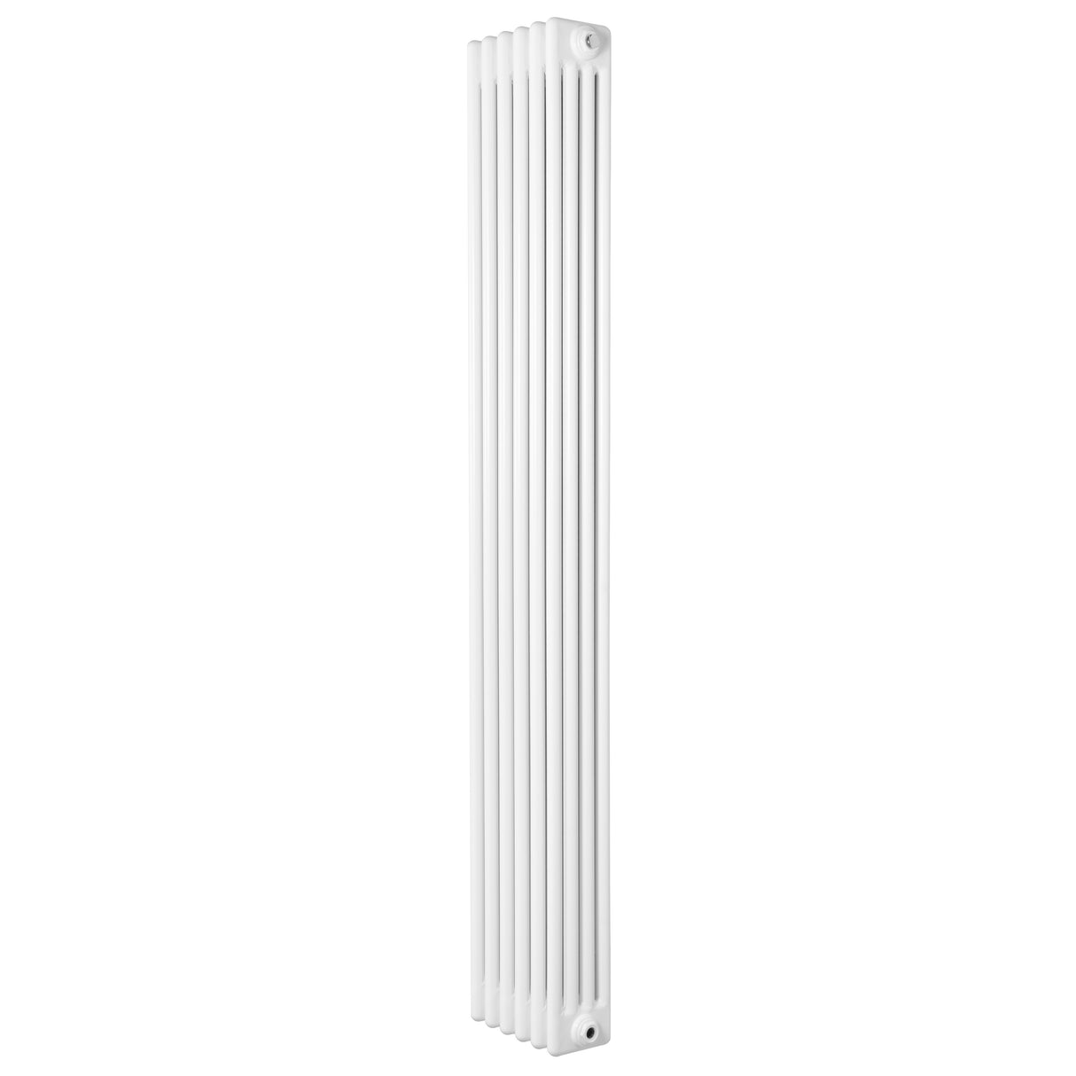 Radiador tradicional de 4 colunas em branco, com design vertical e superfície lisa, ideal para aquecimento eficiente em ambientes pequenos