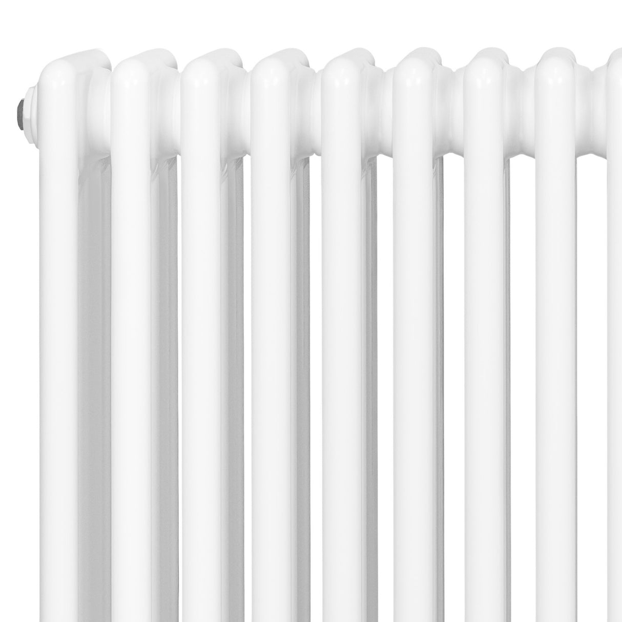 Radiador tradicional de 4 colunas, 1800 x 380 mm, acabamento branco brilhante, com design robusto e superfície lisa e polida