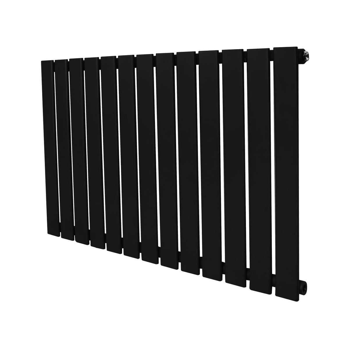 Radiador de coluna única preto, com design moderno e linhas retas, medindo 600 mm x 910 mm, ideal para aquecimento eficiente