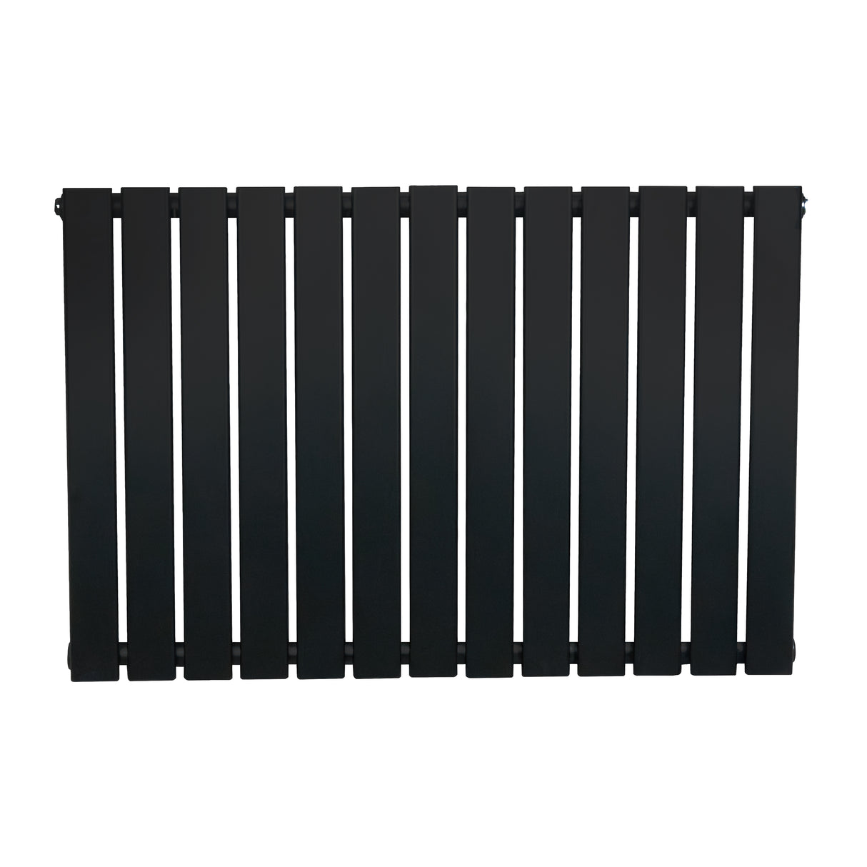 Radiador de coluna única em preto, com design moderno e listras verticais, medindo 600 mm x 910 mm, ideal para aquecimento eficiente