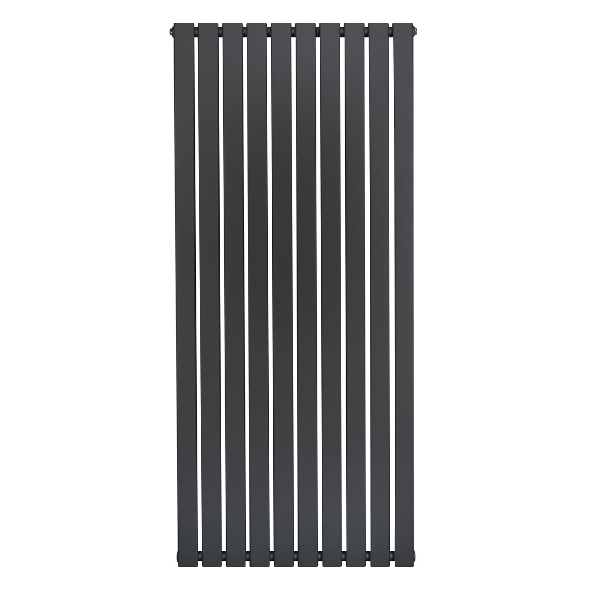 Radiador de coluna única cinza antracite, com design vertical e listras retas, ideal para aquecimento eficiente em ambientes modernos