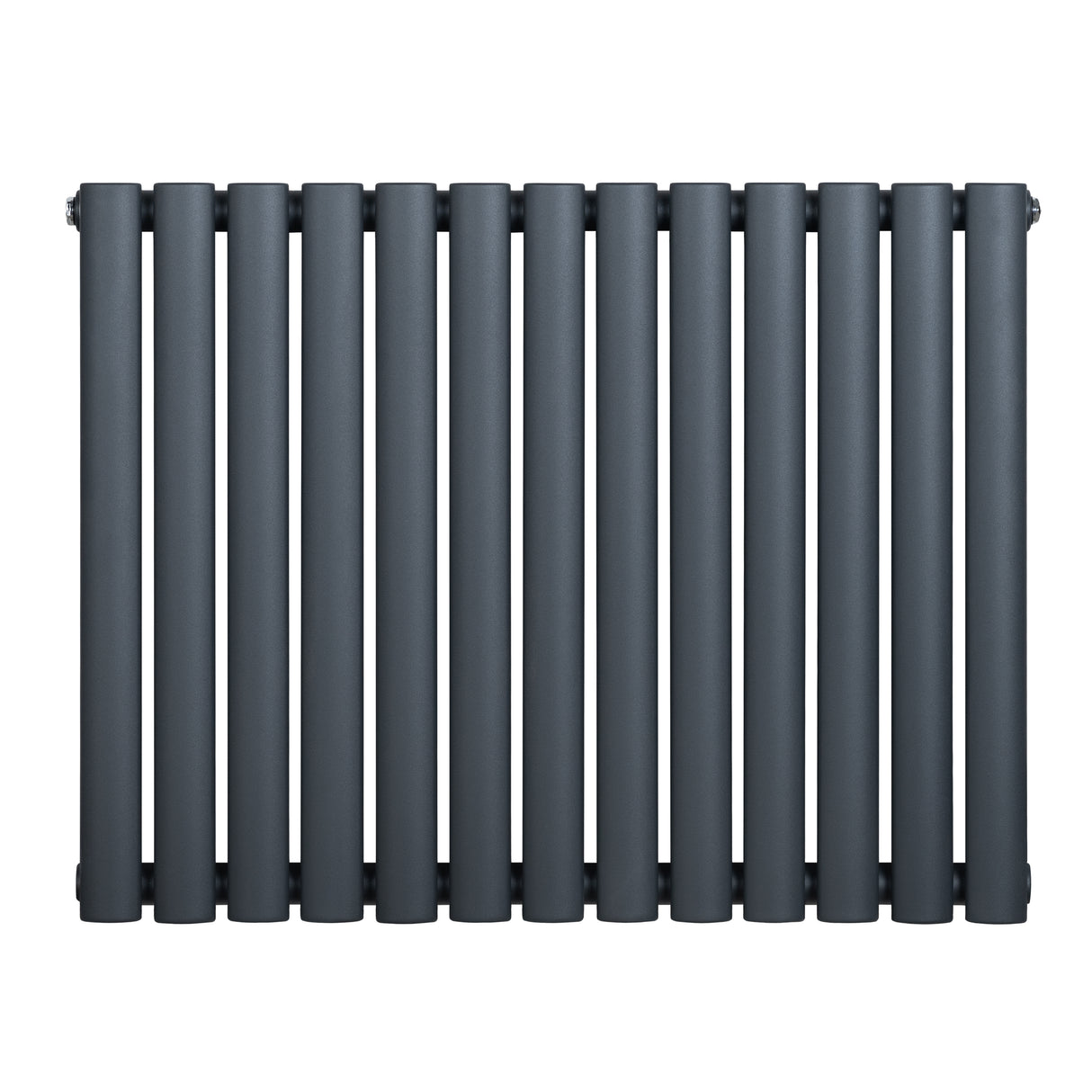 Radiador de coluna oval cinza antracite, com design moderno e liso, medindo 600 mm x 780 mm, ideal para aquecimento eficiente