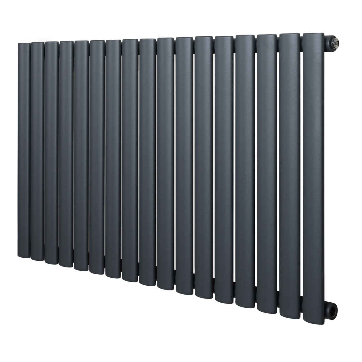 Radiador de coluna simples oval cinza antracite, com 14 tubos verticais, acabamento liso e moderno, ideal para aquecimento eficiente