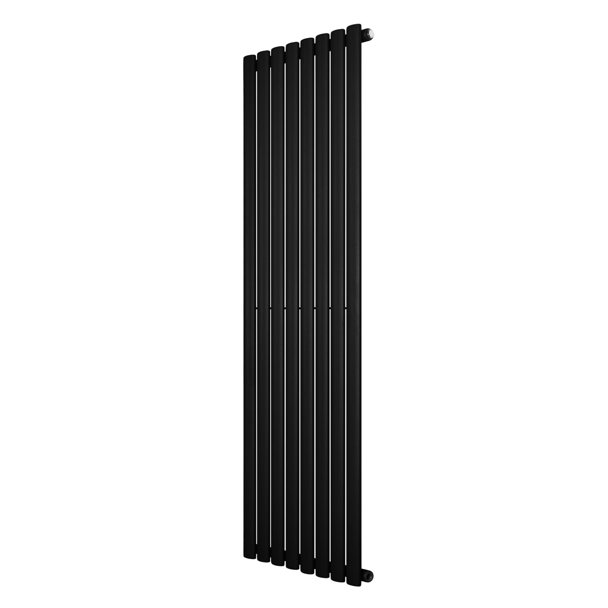 Radiador de coluna simples oval preto, 1600 mm x 480 mm, com acabamento liso e design moderno, ideal para aquecimento eficiente