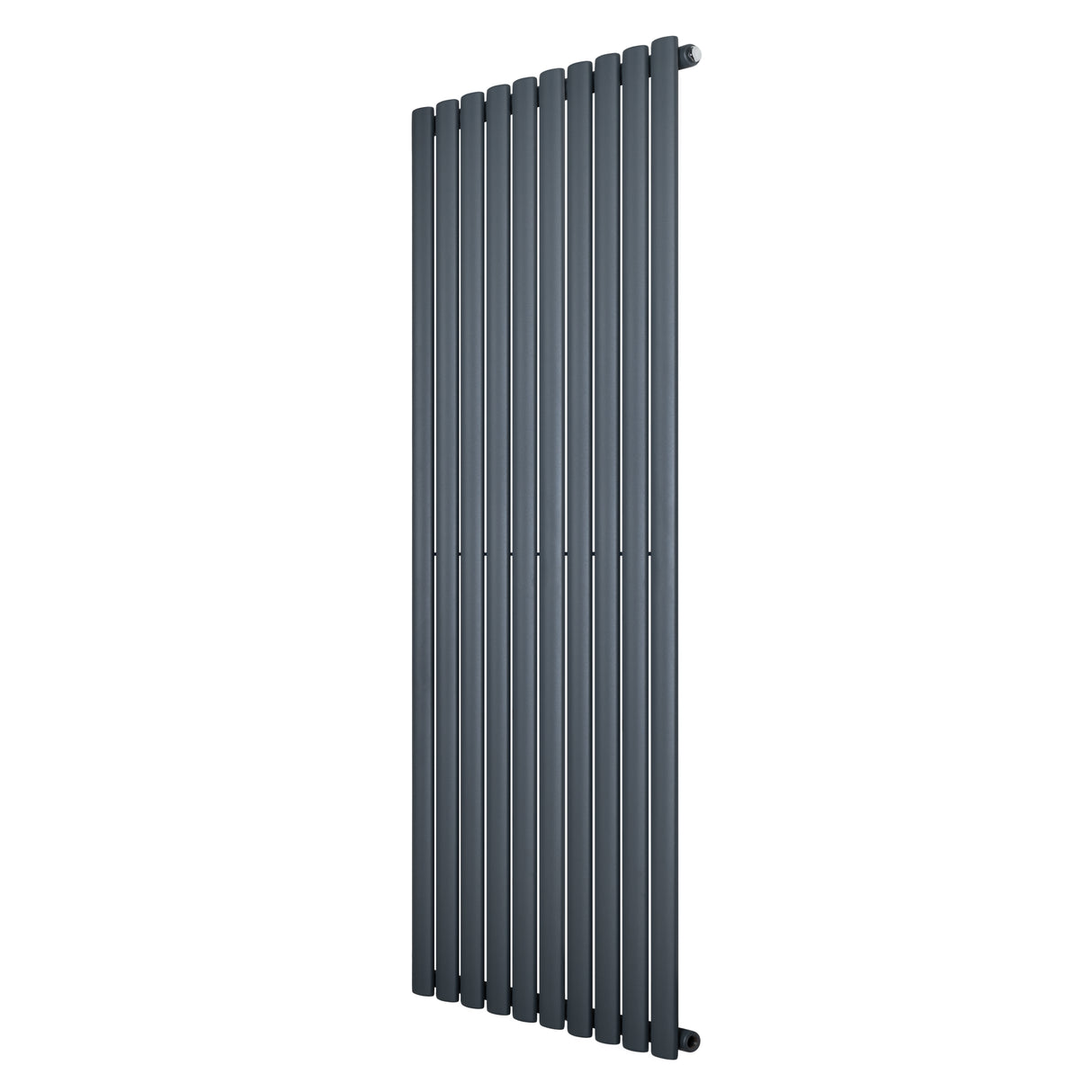 Radiador de coluna simples oval cinza antracite, com design vertical e listras retas, ideal para aquecimento eficiente e moderno