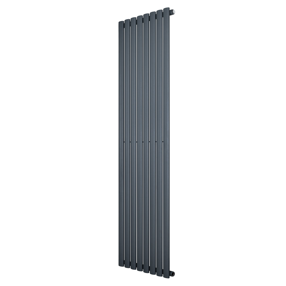 Radiador de coluna simples oval em cinza antracite, com design vertical e superfície lisa, ideal para aquecimento eficiente e moderno