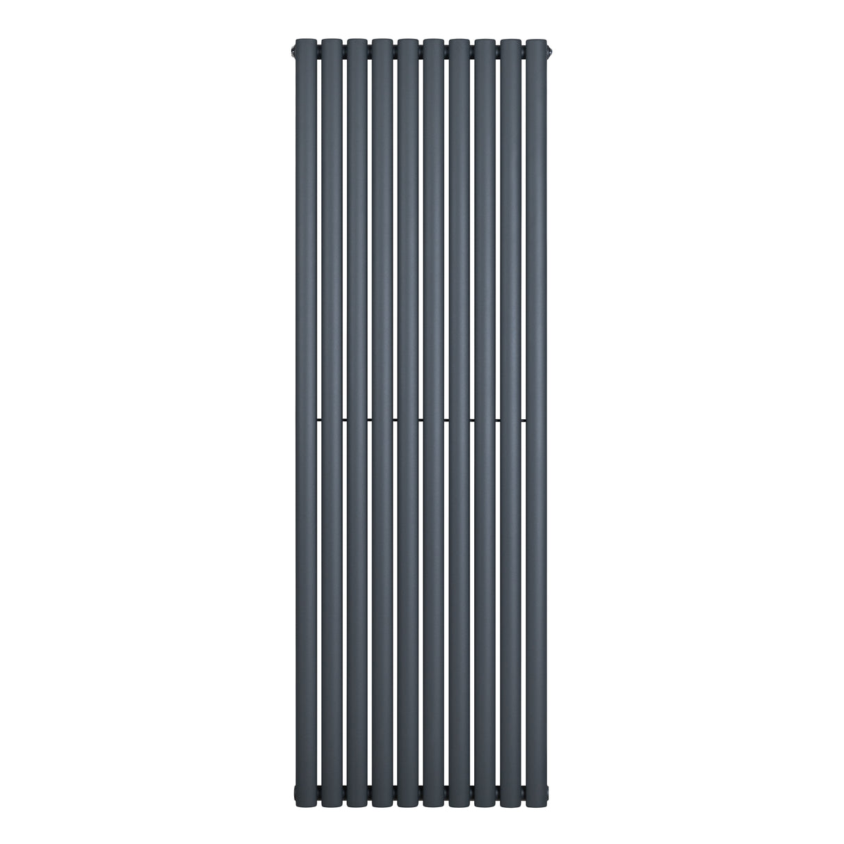 Radiador de coluna simples oval cinza antracite, com 1800 mm de altura e 600 mm de largura, apresentando um design elegante e moderno