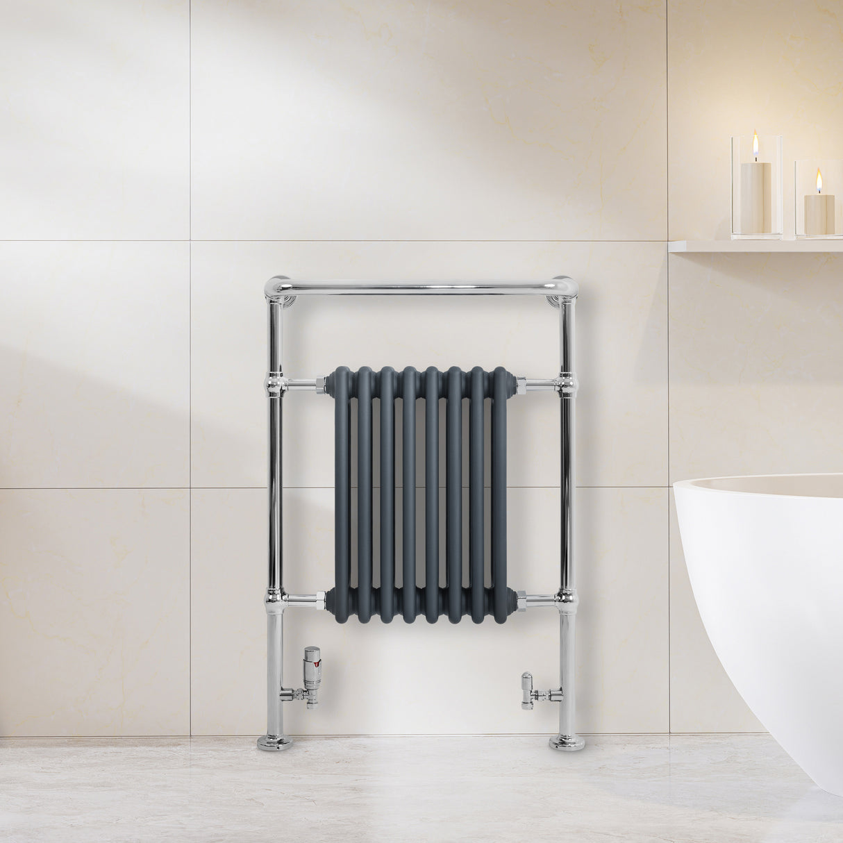 Radiador Toalheiro Tradicional – 950mm x 660mm – Cinza Antracite