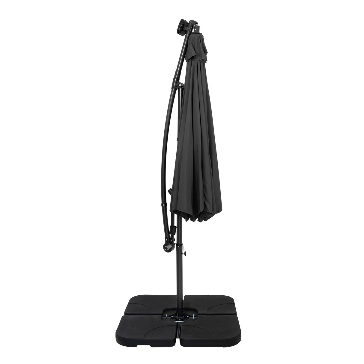 Guarda-Sol Suspenso LED 3 m com Base Quadrada – Cinzento