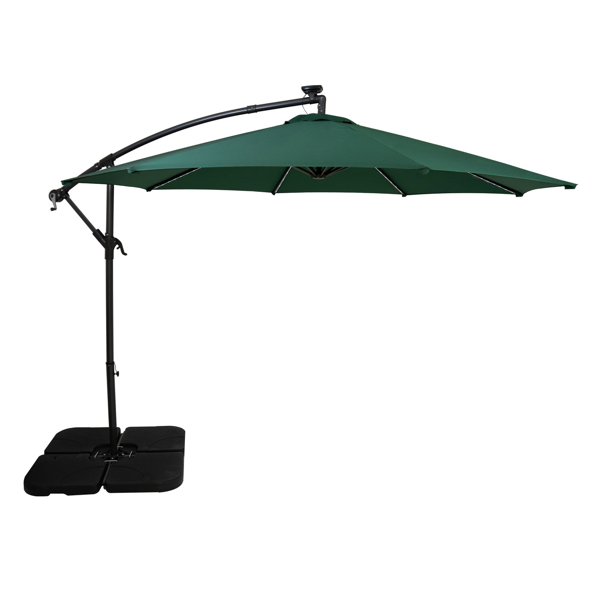 Guarda-Sol Suspenso LED 3 m com Base Quadrada – Verde