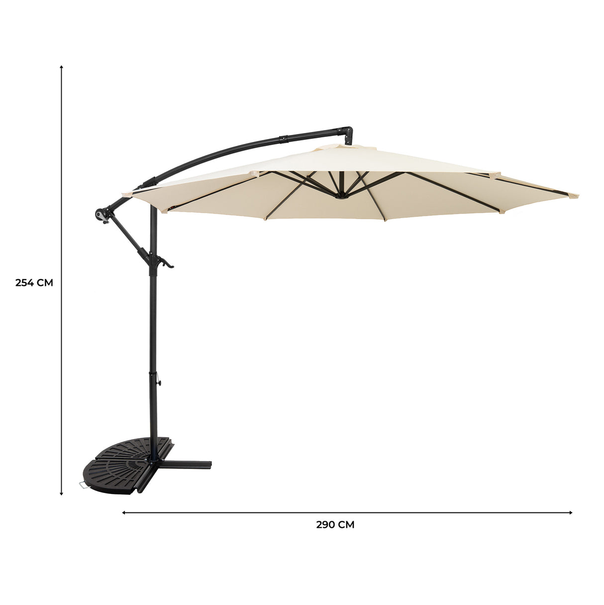 Guarda-Sol Suspenso 3 m com Base Tipo Leque – Creme