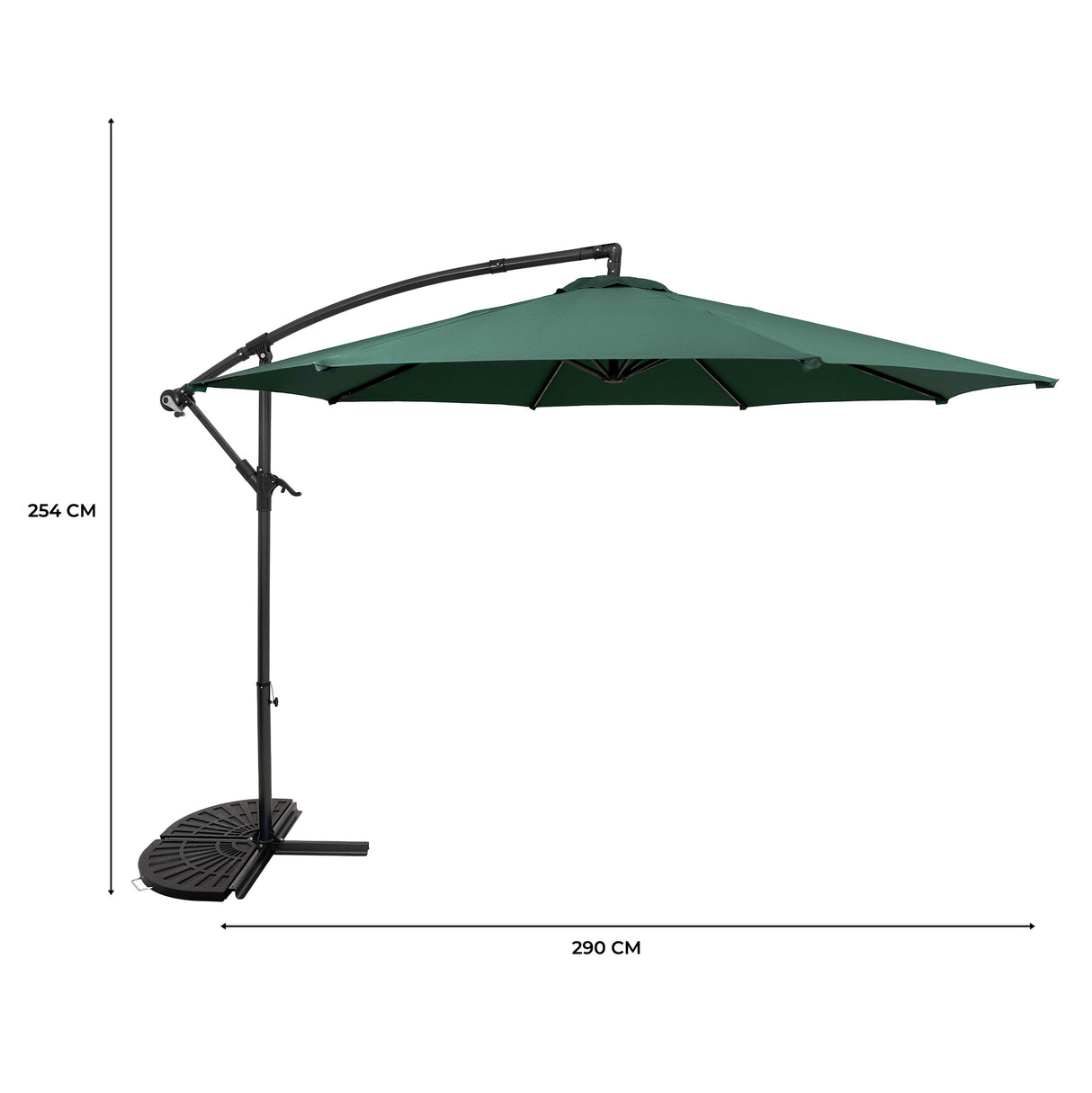 Guarda-Sol Suspenso 3 m com Base Tipo Leque – Verde