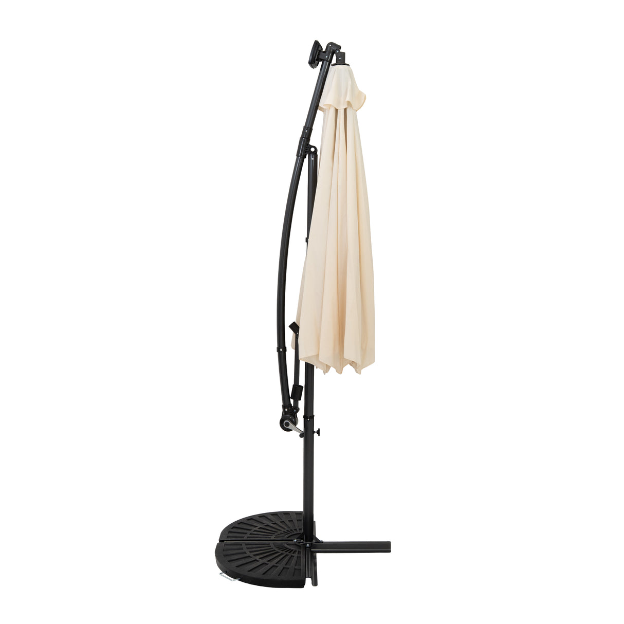 Guarda-Sol Suspenso LED 3 m com Base Tipo Leque – Creme