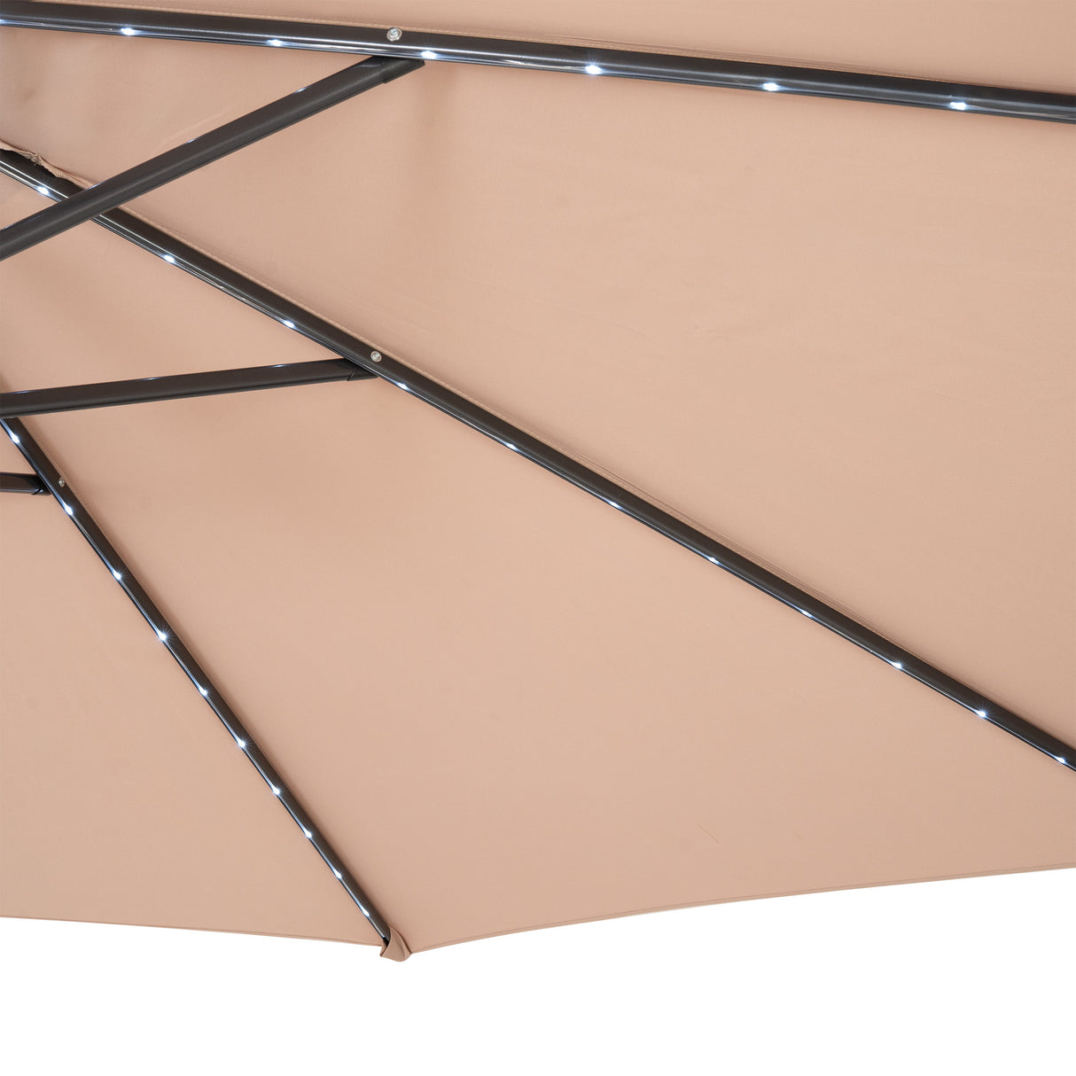 Guarda-Sol Suspenso LED 3 m com Base Tipo Leque – Bege