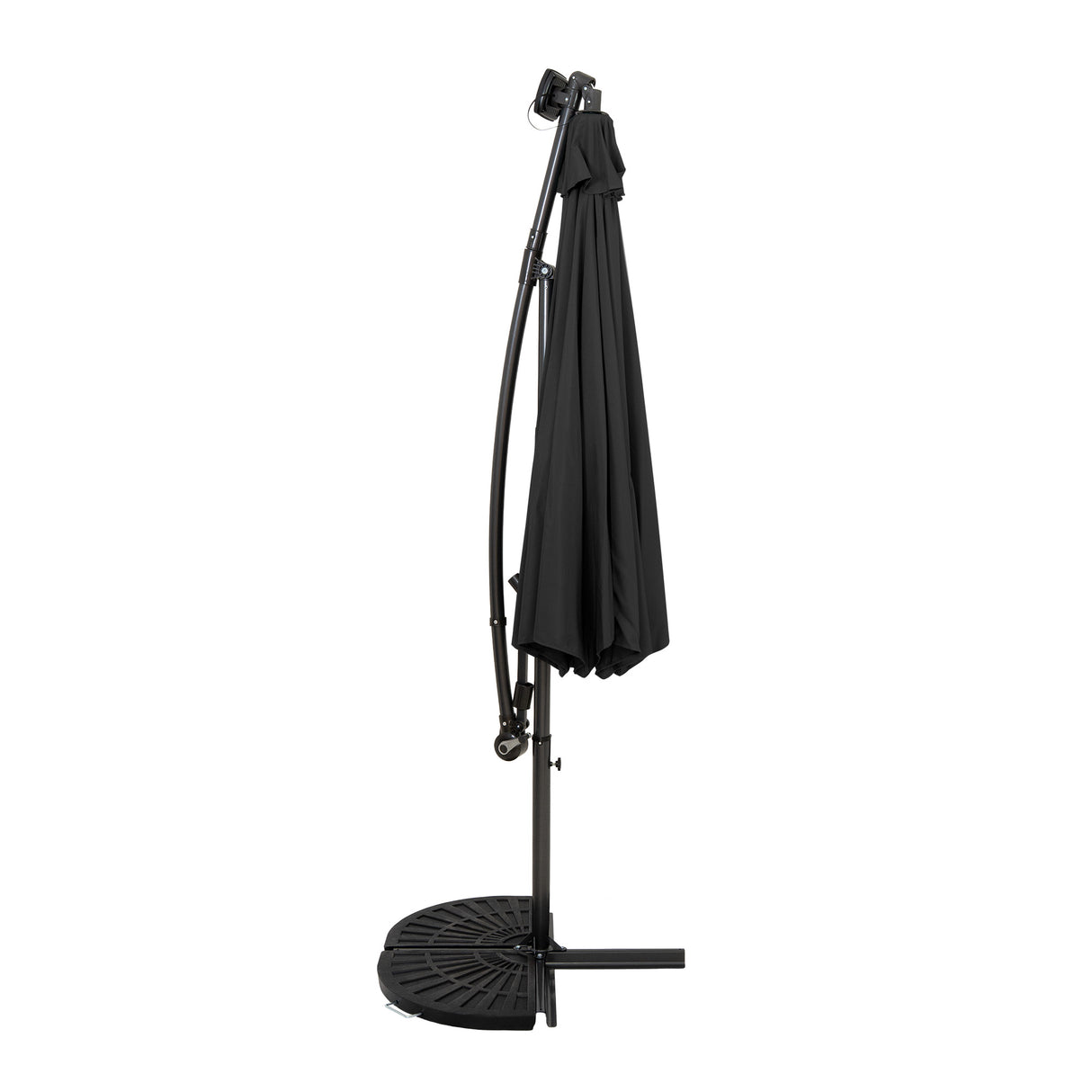 Guarda-Sol Suspenso LED 3 m com Base Tipo Leque – Cinzento