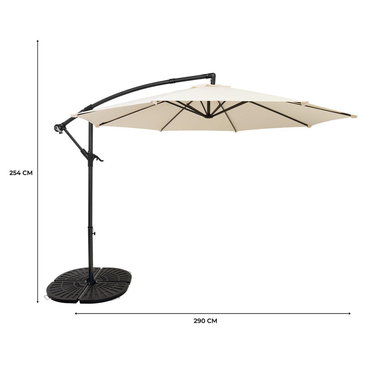 Guarda-Sol Suspenso 3 m com Base Tipo Leque Completa – Creme