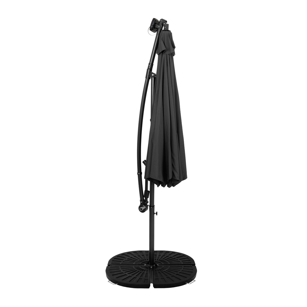 Guarda-Sol Suspenso LED 3 m com Base Tipo Leque Completa – Cinzento