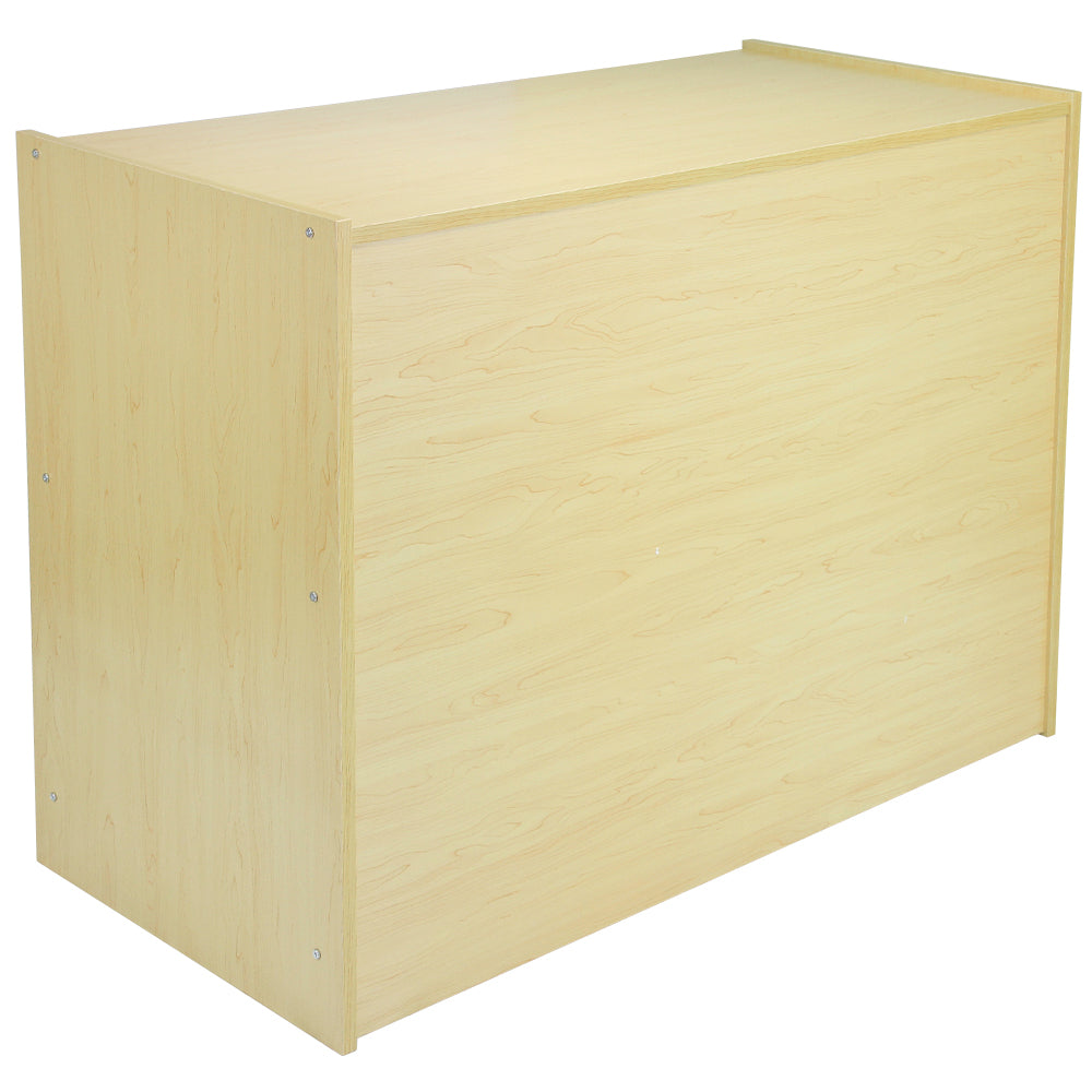 Balcão e expositor de varejo Venus Maple em tom claro de madeira, com acabamento liso e bordas retas, ideal para exibição de produtos