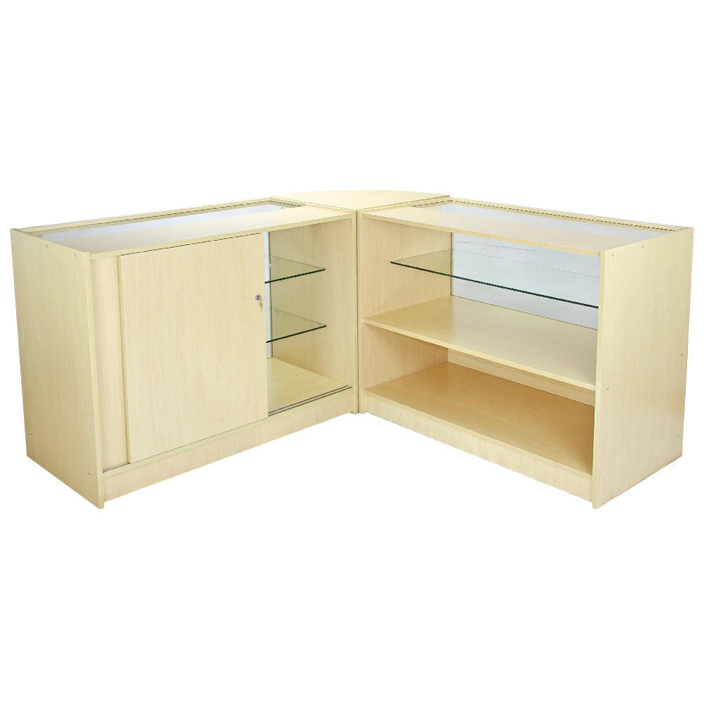 Conjunto de balcão de loja e exposição de varejo Jupiter Maple