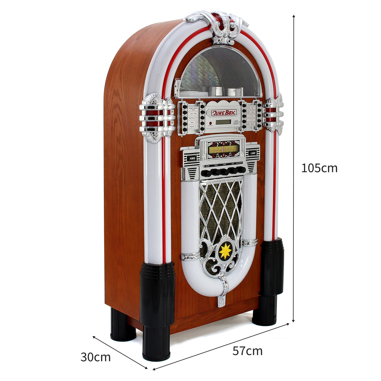 Vitrola Jukebox Retrô com Estojo para 40 CDs