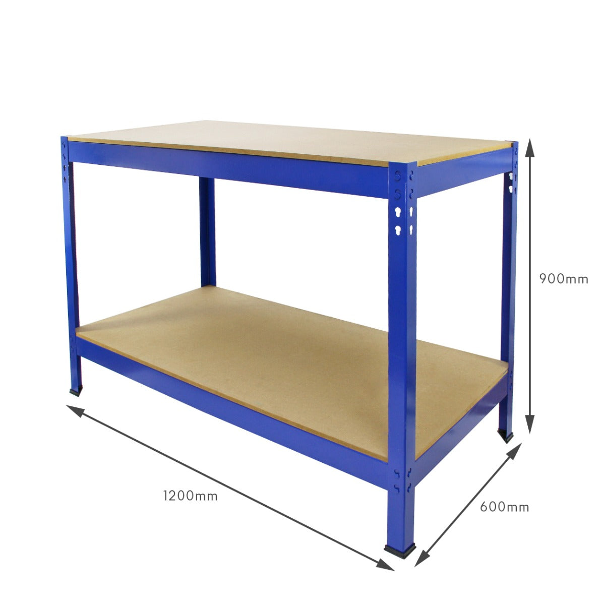 Mesa de trabalho em aço Q-Rax sem parafusos azul 120cm x 60cm x 90cm