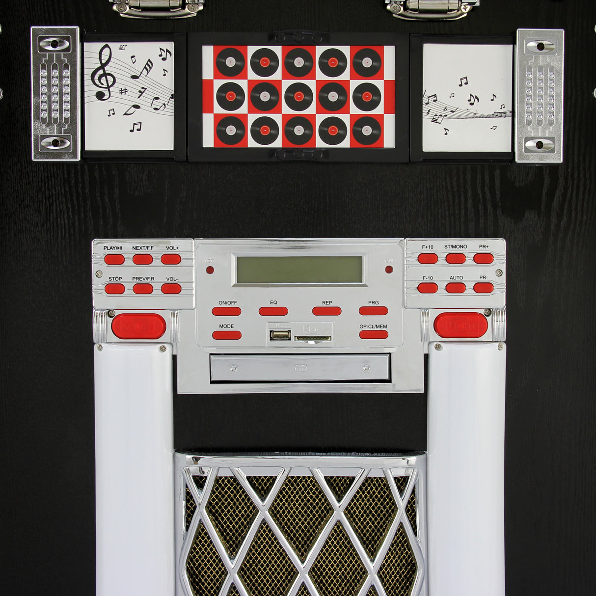 Toca-Discos Jukebox Retro para CDs e Vinis com Estojo para 40 CDs