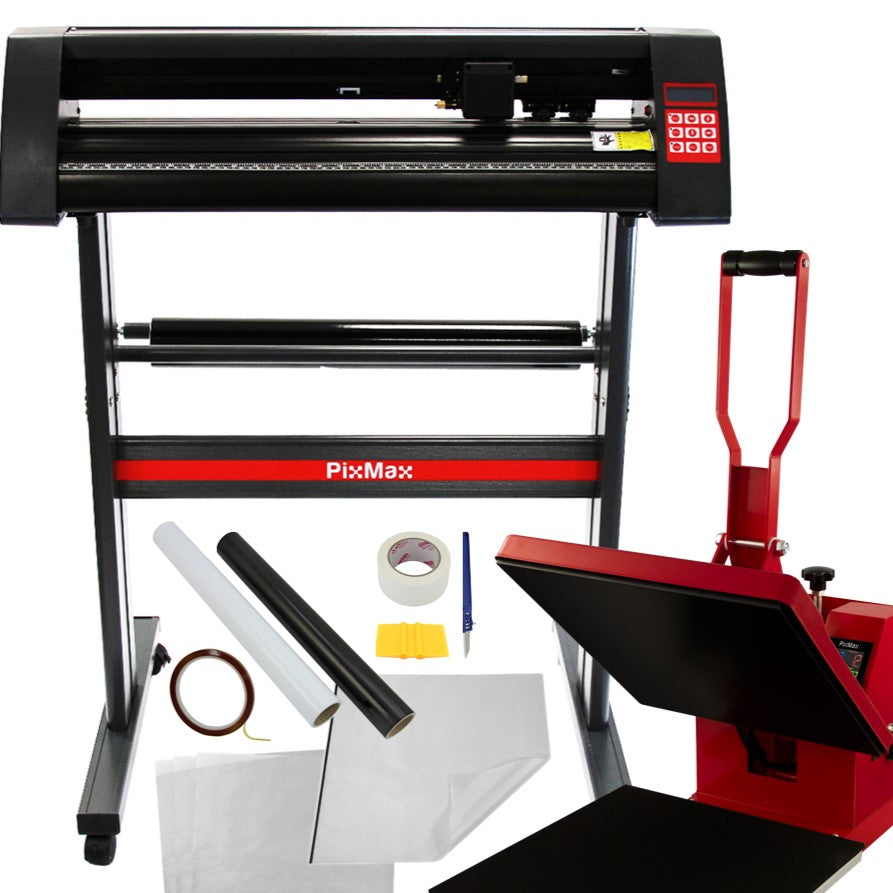 Prensa térmica de 38 cm x 38 cm com plotter de corte de vinil de 720 mm