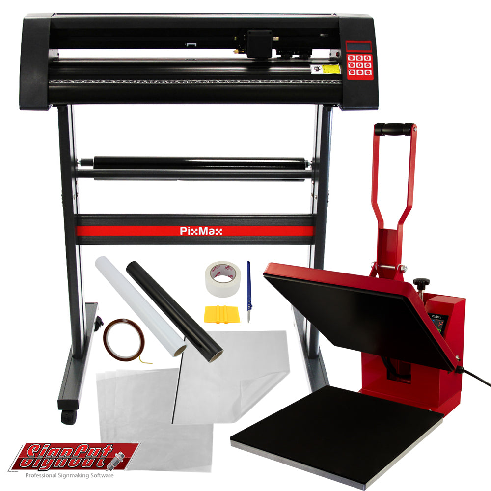 Prensa térmica de 38 cm x 38 cm com plotter de corte de vinil de 720 mm