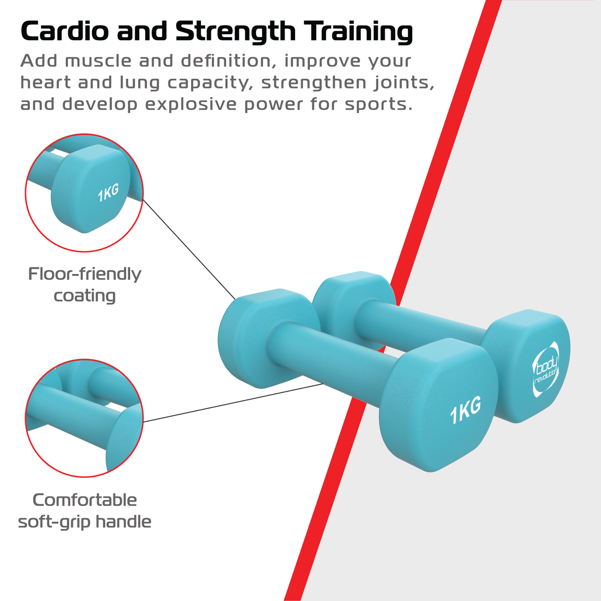 2 halteres de neoprene de 1 kg