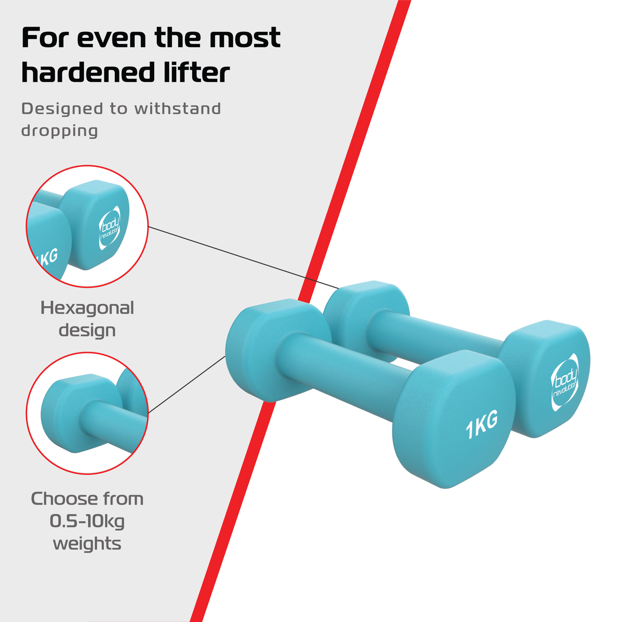 2 halteres de neoprene de 1 kg