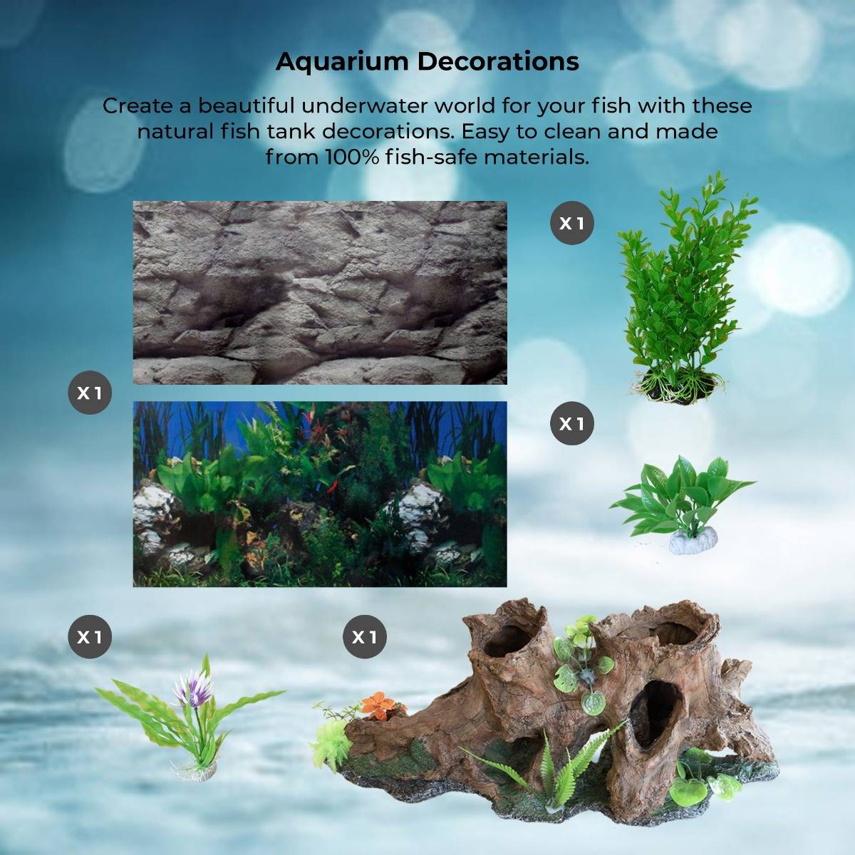 Aquá rio 300L com Móveis Brancos, Acessórios e Cascalho Azul