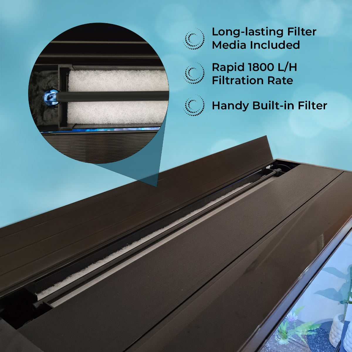 Aquá rio 300L com Móveis Pretos, Acessórios e Cascalho Branco