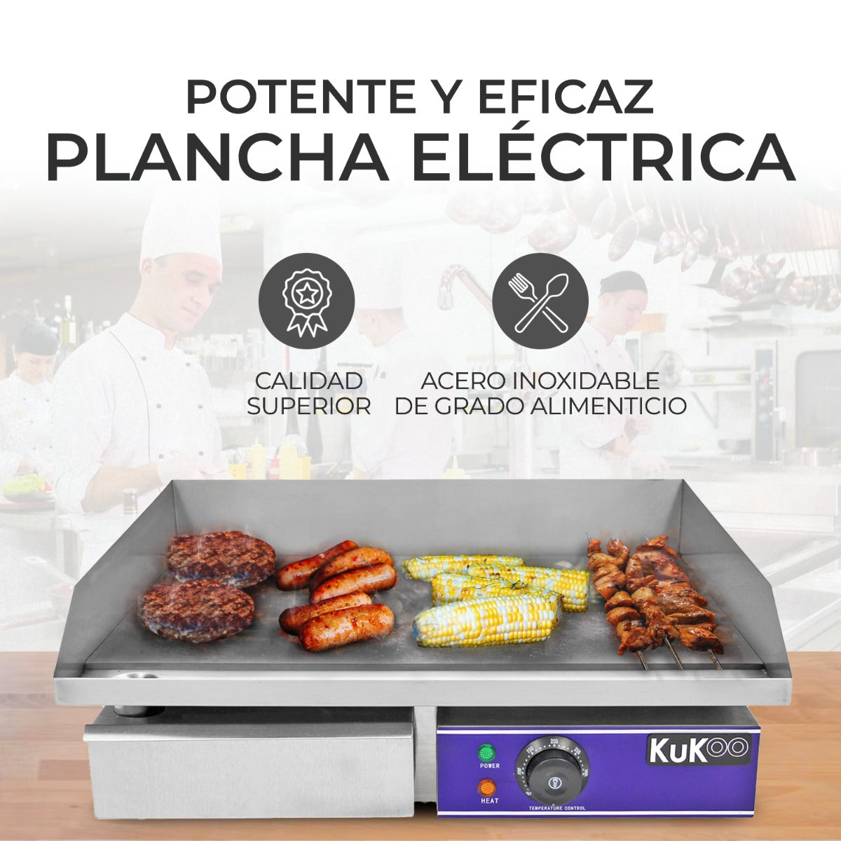 Assadeira elétrica de cozinha Kukoo 50 cm em aço inoxidá vel