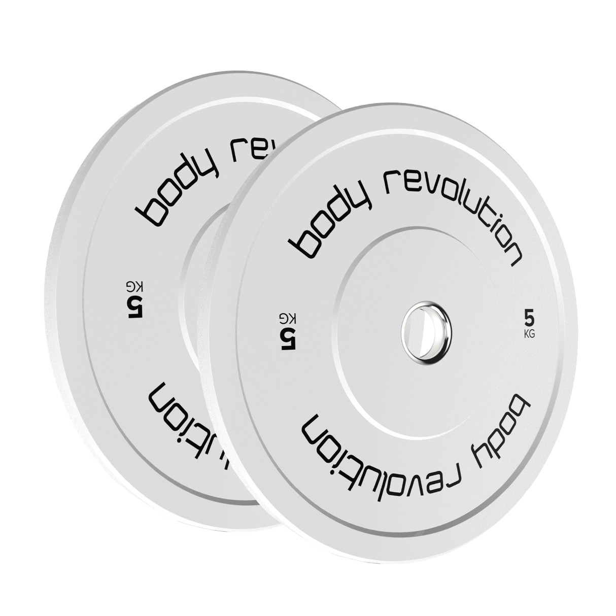 Conjunto de anilhas olímpicas coloridas de 150 kg da Body Revolution, com design moderno e acabamento emborrachado para melhor aderência