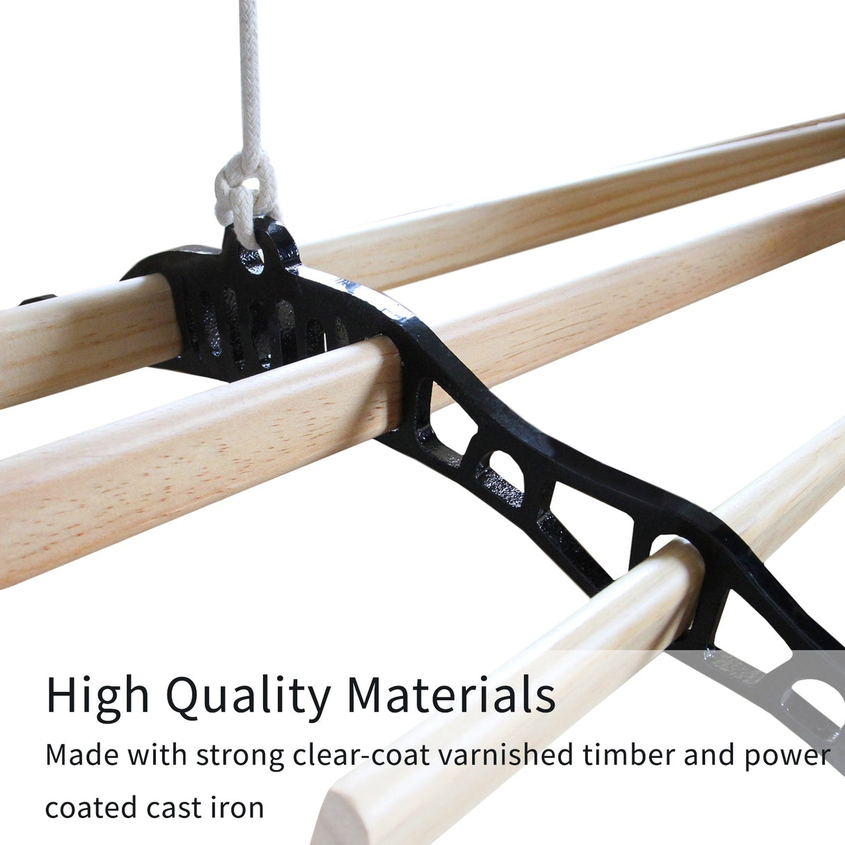 Varal de teto com sistema de roldanas e 6 ripas de 1,2m na cor preta