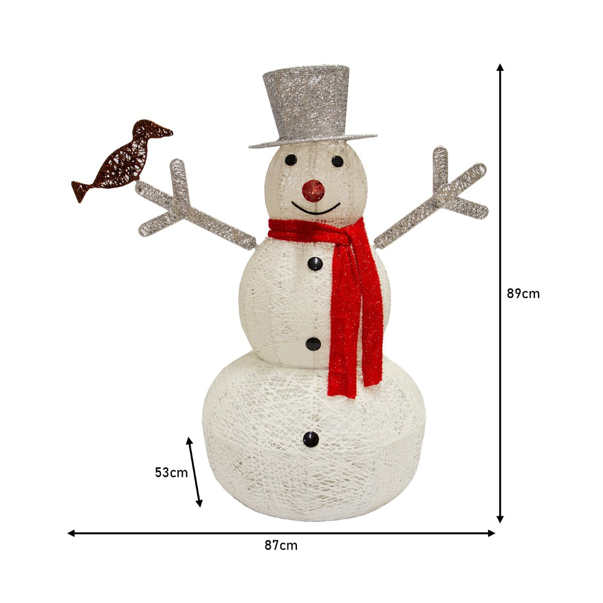 Boneco de neve iluminado 89cm Advento Decoração de Natal 100 LEDs