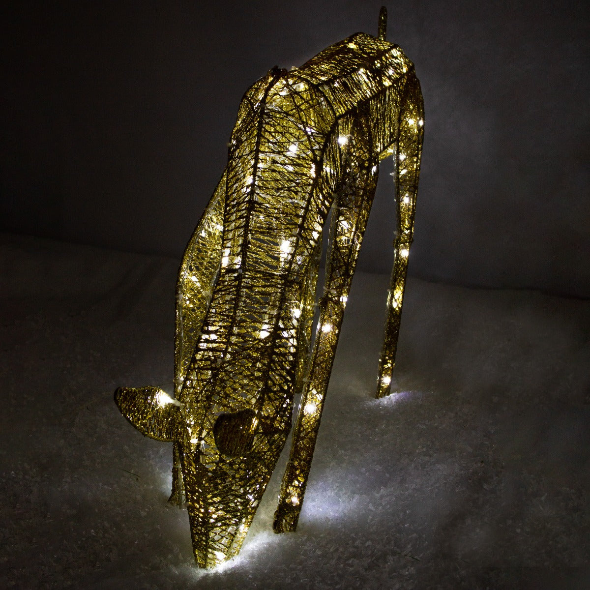 Veado Rena Dourado Luminoso - 61cm 120 LED Branco Gelo